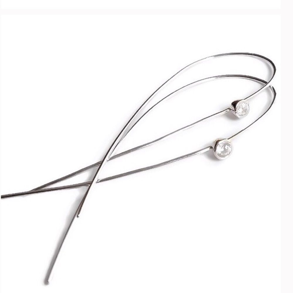 ✨925 Diamond Threader Hoops✨ - Picture 2 of 4